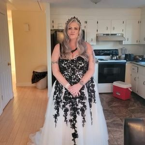 Black and white wedding dress